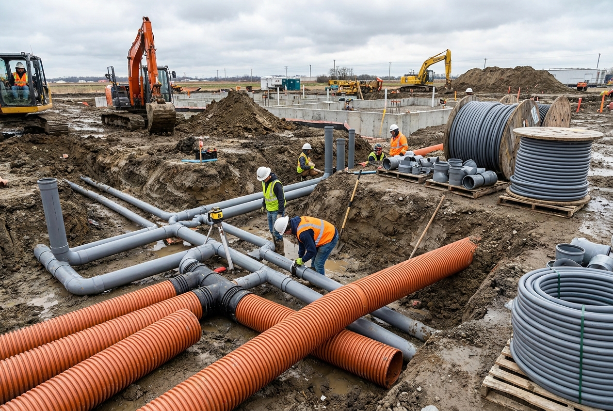 PVC pipes and drainage installation